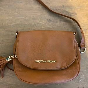 light brown Christian Siriano handbag!